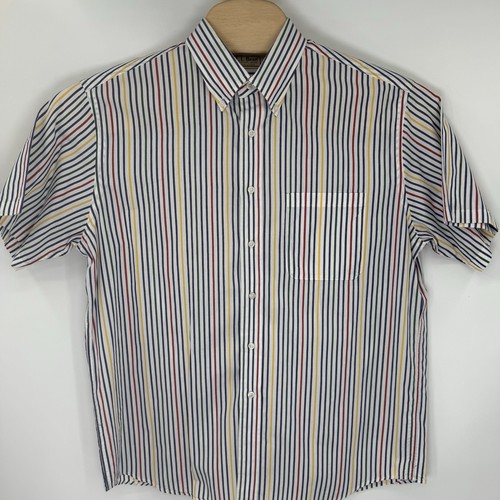 L.L. Bean Men's Short Sleeve Multicolor Striped L Button Down Pocket Casual - Picture 2 of 6