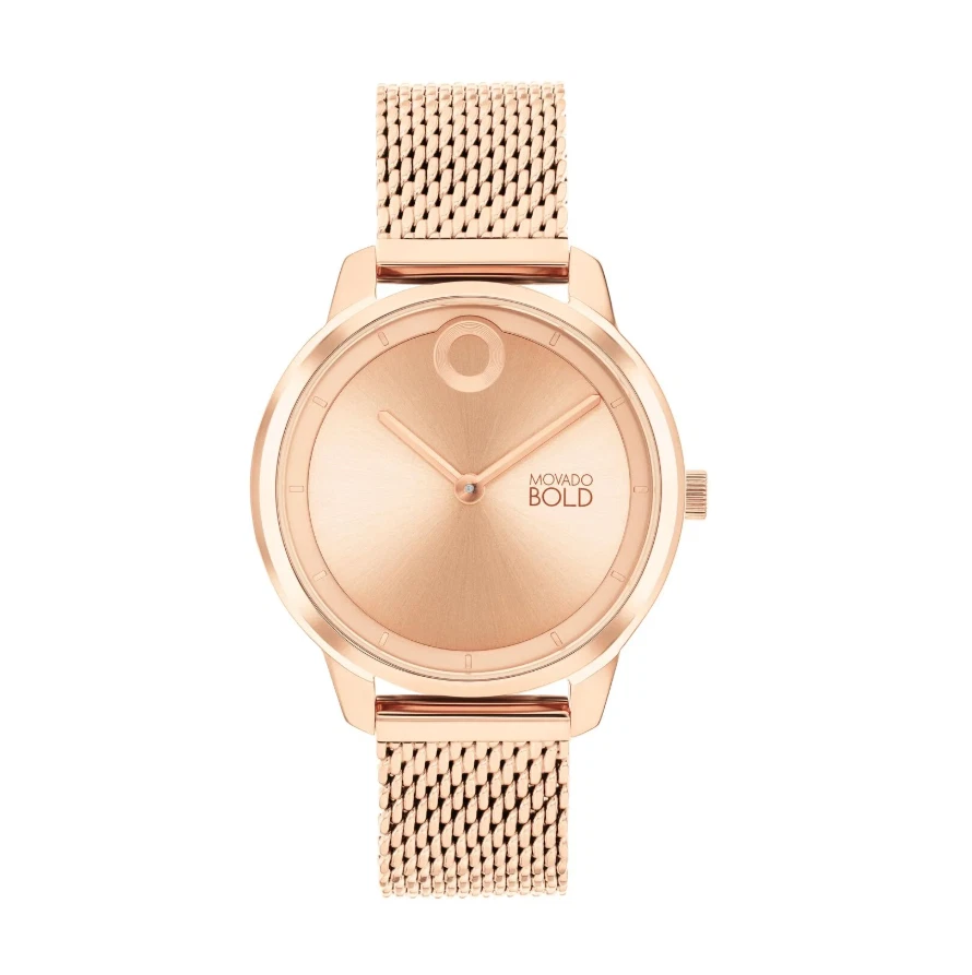 MOVADO BOLD 3601107 ROSE GOLD DIAL STAINLESS STEEL BRACELET 34MM WOMEN’S DEFECT Movado Bold 3601107 Quartz 2020 Steel New for $650 for sale  main image 3
