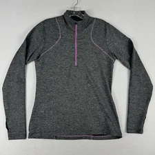 Club Ride Sun Shirt Womens Med Gray Long Sleeve 1/4 Zip Cycling MTB Reflective