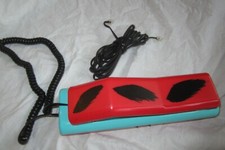 1980's VTG Swatch Twin Phone Red/Teal Green Blue - Two phones in 1 Party Line 