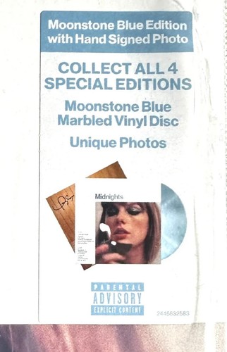 TAYLOR SWIFT - MIDNIGHTS MOONSTONE VINYL & AUTOGRAPHED / HAND SIGNED 11" INSERT - Picture 3 of 3