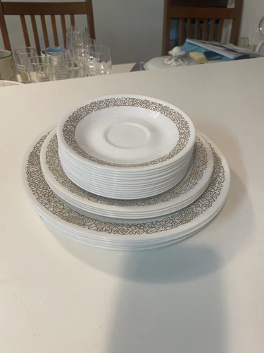 Vintage Lot Of 24 Corelle by Corning Woodland Brown Made In USA