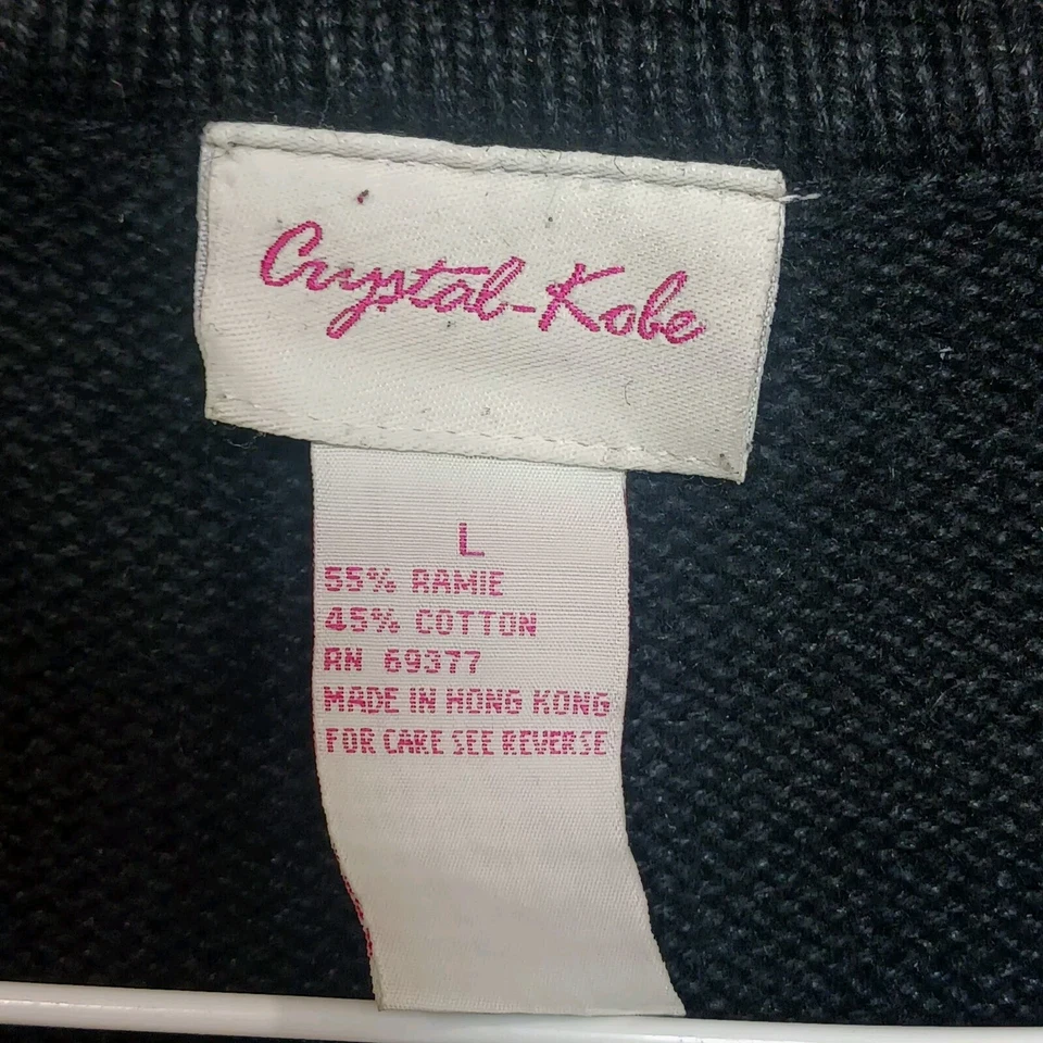 Suéter Vintage Otoño Mujer L Negro Tejido Otoño Hojas Cristal Kobe Foto 4 de 4