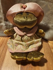 NWT Russ Berrie 9" Florissa Frog Plush HTF Dress Pattern Velveteen Bean Bag Tush
