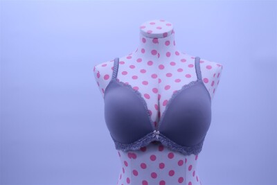Victoria Secrets Push Up Bra 38D Gray Lace Smooth Sexy VS Vintage Vtg 