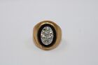 Stone Gold Plated Ring Size: 9 Men's Vargas Black Faux Onyx Clear