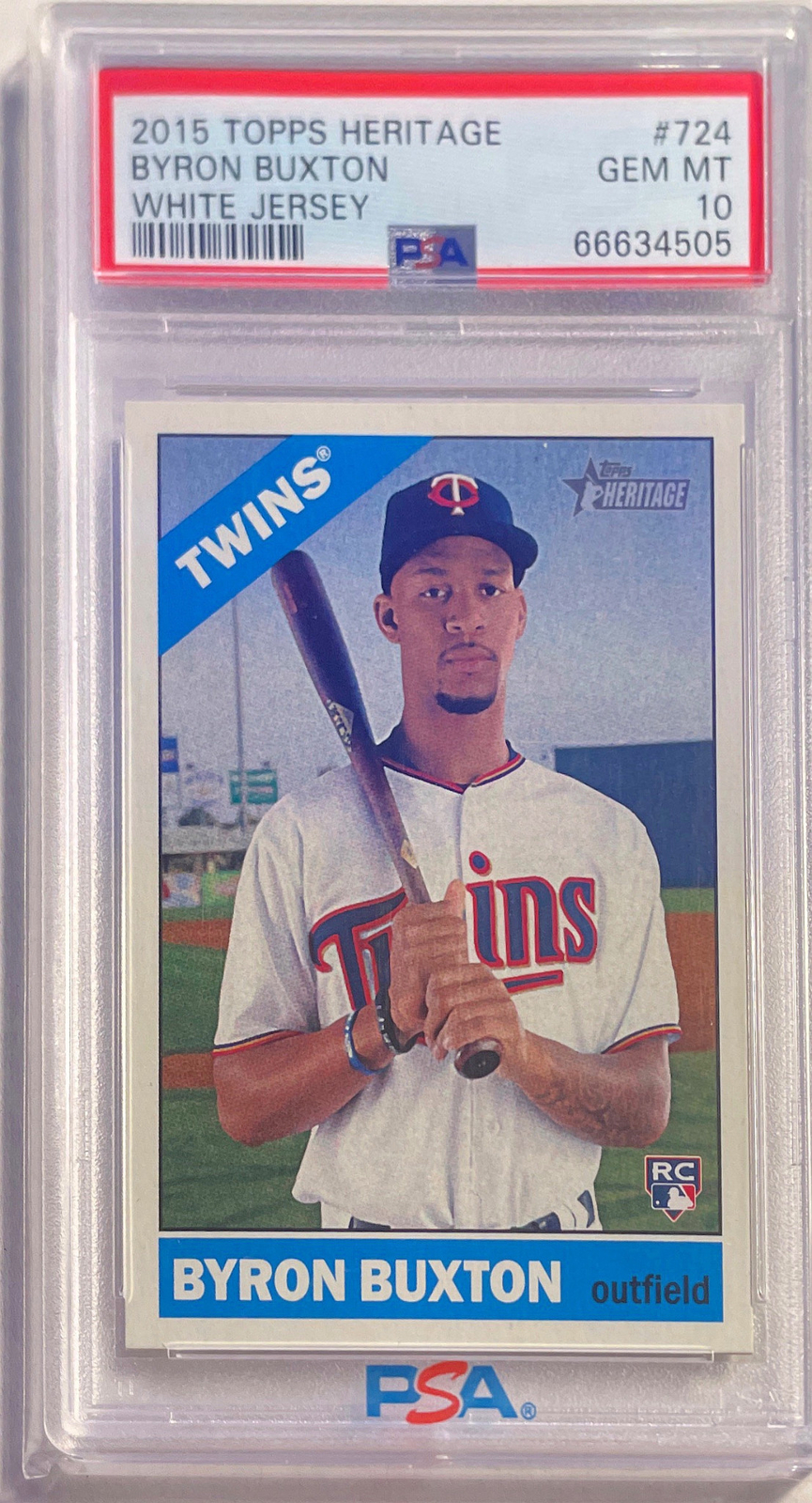 BYRON BUXTON 2015 TOPPS HERITAGE WHITE JERSEY RC #724 PSA 10 GEM MINT POP 80