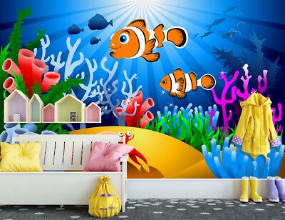 3D Cartoon Fish G3957 Wallpaper Wall Murals Removable Self-adhesive Honey