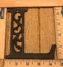 Letter "L" Ornate Cast Iron Filigree 4 5/8"tall by 4 5/8"wide Rustic 0557-L