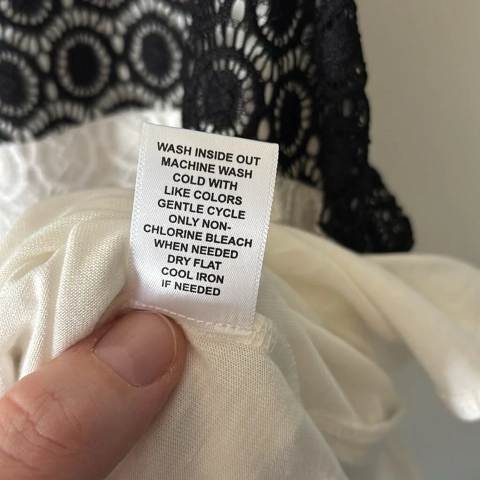 Elle size XXL black and white striped lace layered collared sleeveless tank top - Image 4 of 4