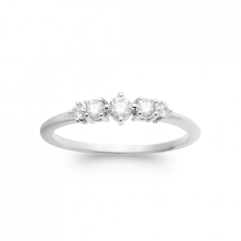 Bague pierres zirconium argent 925/000 rhodié poinçonné anneau solitaire brillant