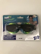 Vintage 1997 Aqua Leisure AquaPro tinted swim goggles blue green white strap