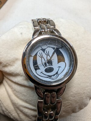 Disney SIIO Women's MU0153 Minnie Mouse Watch Silver Tone Band - New Battery