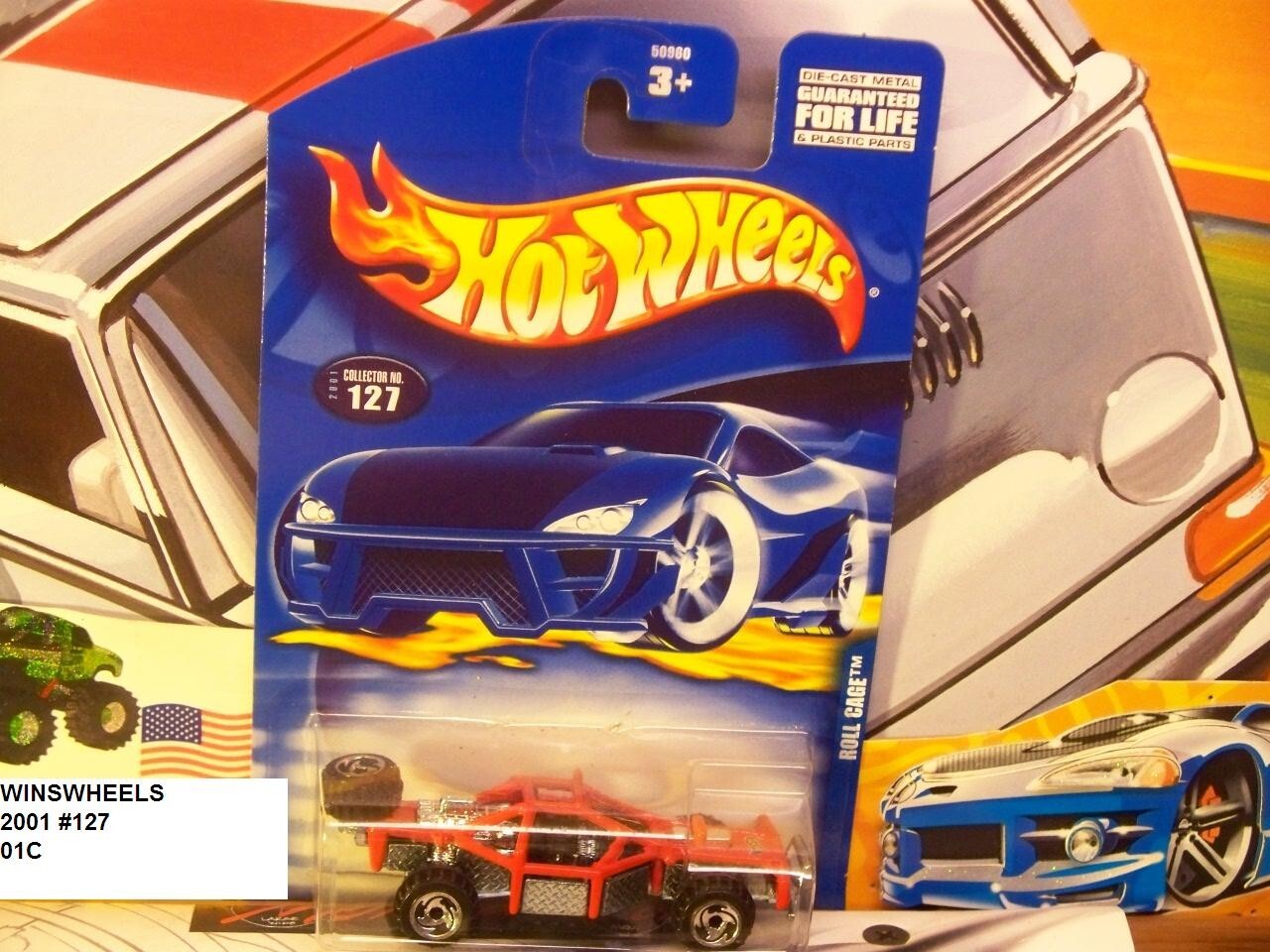 2001 HOT WHEELS #127 -1 ROLL CAGE RED CHRM RZ  💰😍💎2001 AM CA