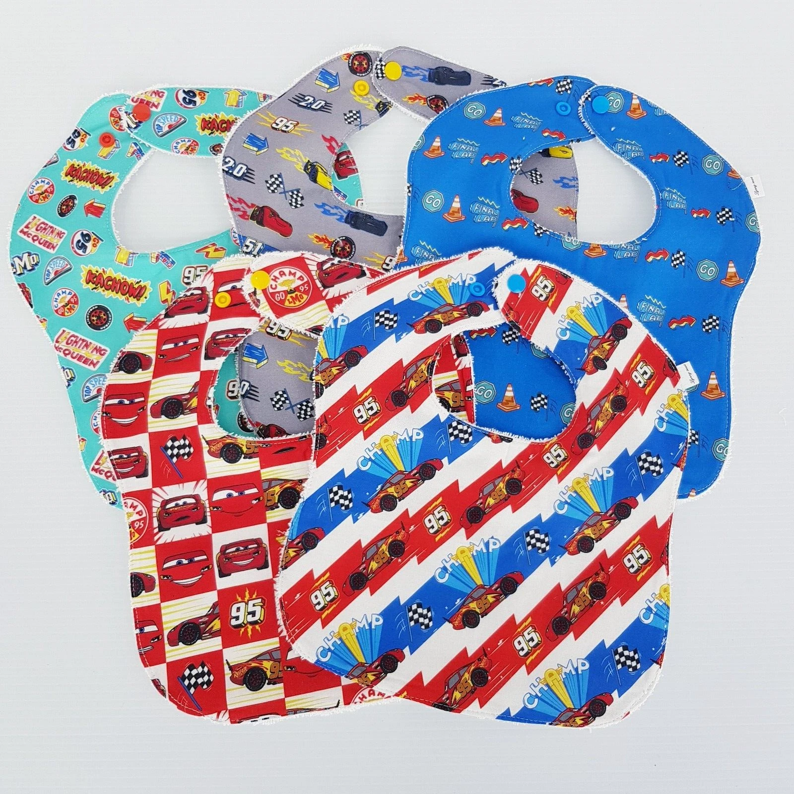Baby Bibs Disney Cars Prints 5 x Mixed Pack 100% Cotton Handmade New
Opens in a new window or tab