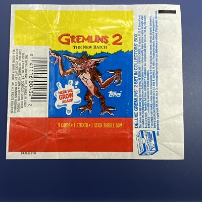 1990 Topps Yellow Red Gremlins 2 EMPTY Wax Pack Wrapper -  NO CARDS Wrapper Only