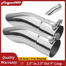 2x Universal Exhaust Tip 2.5 Inlet 2.5 Outlet 9 Inch Long Stainless Steel Pipe 2x Universal Exhaust Tip 2.5 Inlet 2.5 Outlet 9 Inch Long Stainless Steel Pipe