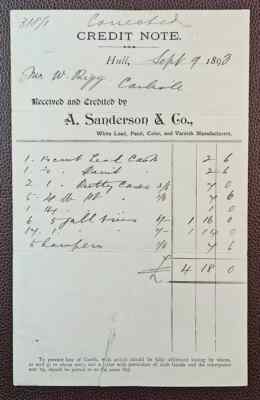 1893 A. Sanderson & Co., Weißblei, Farb- & Lackierer, Rumpfrechnung