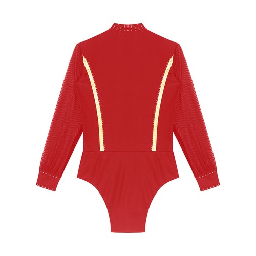 Mens Dance Costume Ballroom Latin Samba Bodysuit Sheer Mesh V Neck  Leotard - Picture 34 of 35