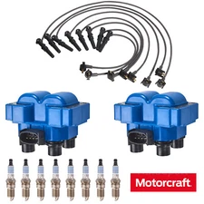 2pcs Ignition Coil & Wireset & 8pcs Motorcraft Spark Plug for Ford Mustang FD487