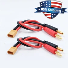 2pcs 4mm Bullet/Banana Connector to XT30 Charge Cable Lead for RC LiPO Battery