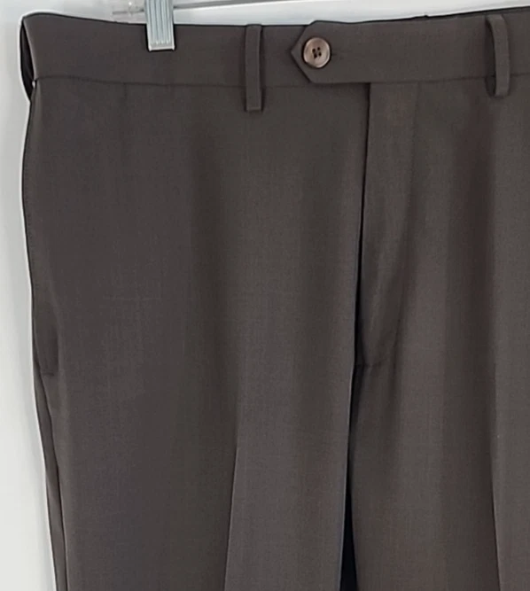 Haggar Mens Brown Classic Fit Eclo Stria Flat Front Dress Pants, Size 36x29