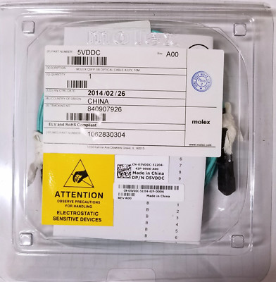 NEW Dell / Molex 10M MTP12 - MTP12 (MPO) OM3 Fiber Patch Cable 5VDDC