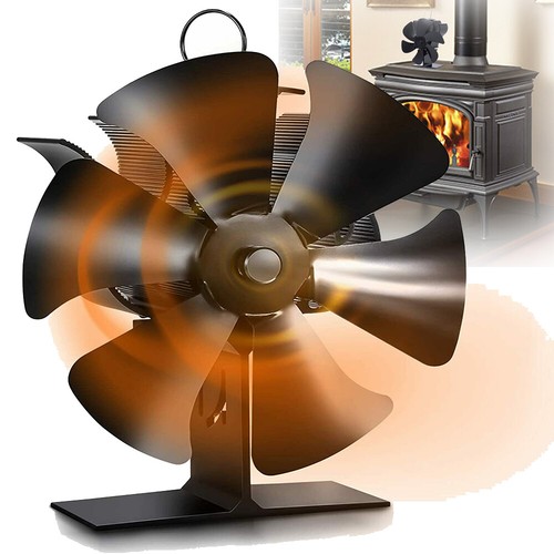 6-Blades Fireplace Stove Fan Heat Cocoon Self-Powered Wood Top Burner ...