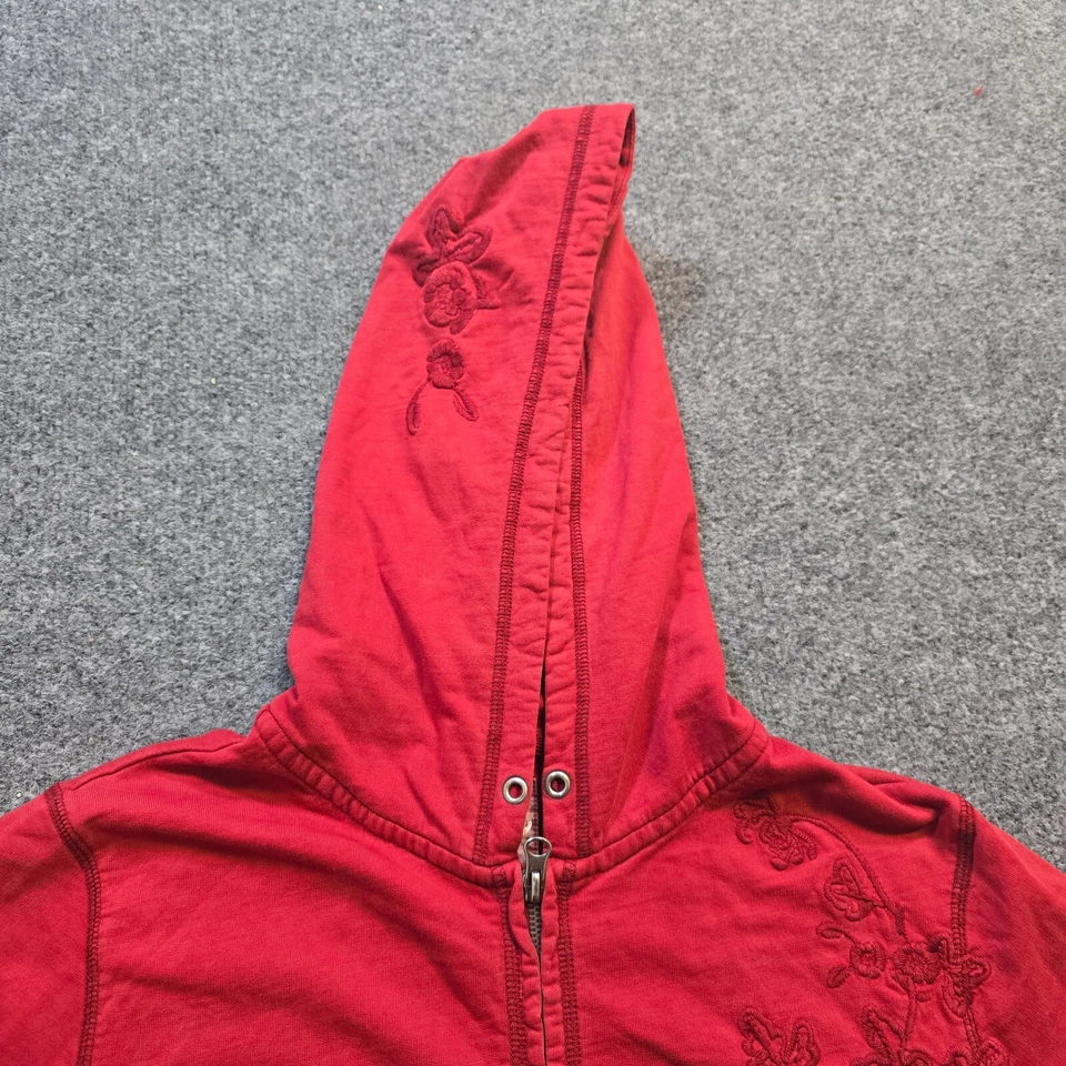 Sudadera con capucha vintage Lucky Brand para mujer mediana roja bordada cremallera completa Y2K Foto 2 de 4