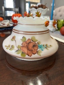 Vintage Floral Hand Painted Ruffled Edge 6 ½” Fitter Hurricane Lamp Shade