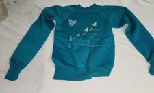 VTG Youth Large Ocean Pacific Sweatshirt OP Teal Green Blue Divers Print