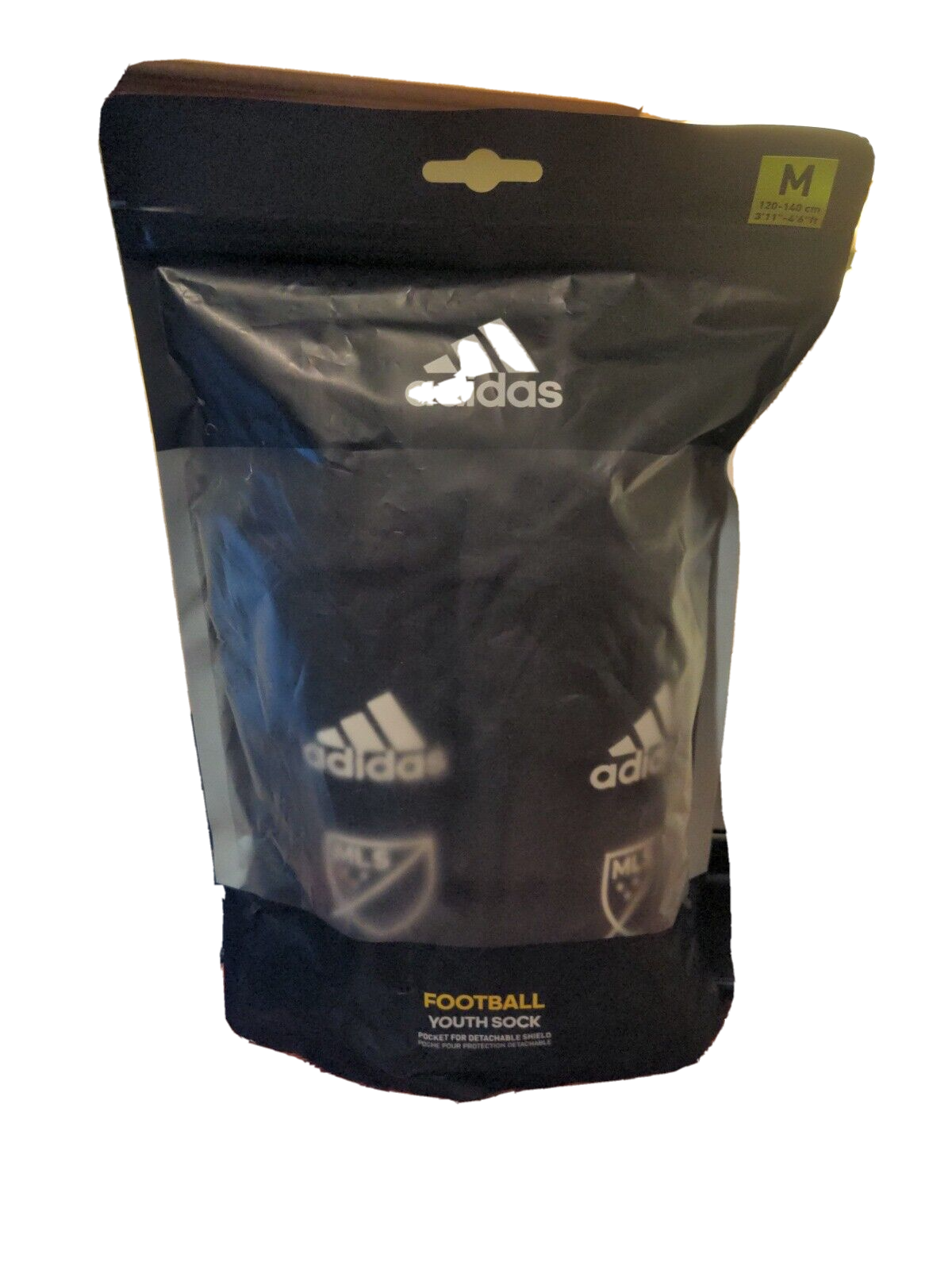 Adidas Youth MLS Black Soccer Sock Guard Size Medium - Young Pro Style