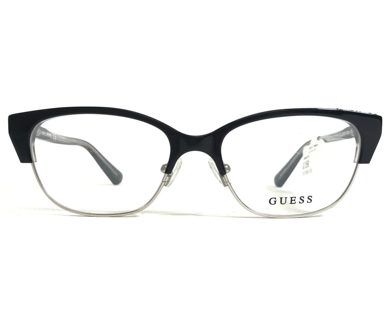Guess Eyeglasses Frames GU2590 001 Black Silver Cat Eye Full Rim 52-17-135