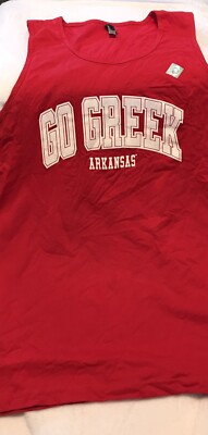 Red XXL Go Greek .Tank Top. University Of Arkansas