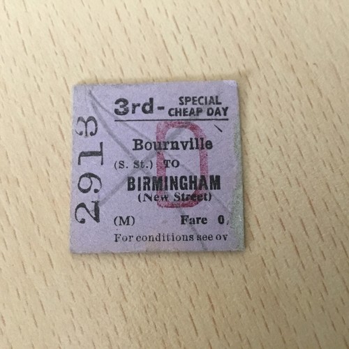 Half. Railway Ticket;. ( Bournville. To. Birmingham N,St, 57, ) eBay