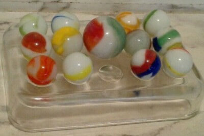 13 Vintage Multi Color Agate Corkscrew Marbles - Milkglass Swirl w/ Shooter