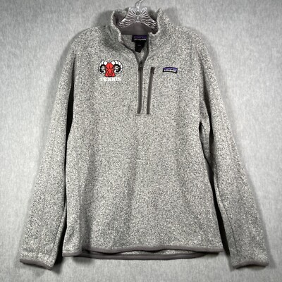 PATAGONIA Better Sweater 1/4 Zip Fleece Mens L Stonewash Gray Embroidered Rams