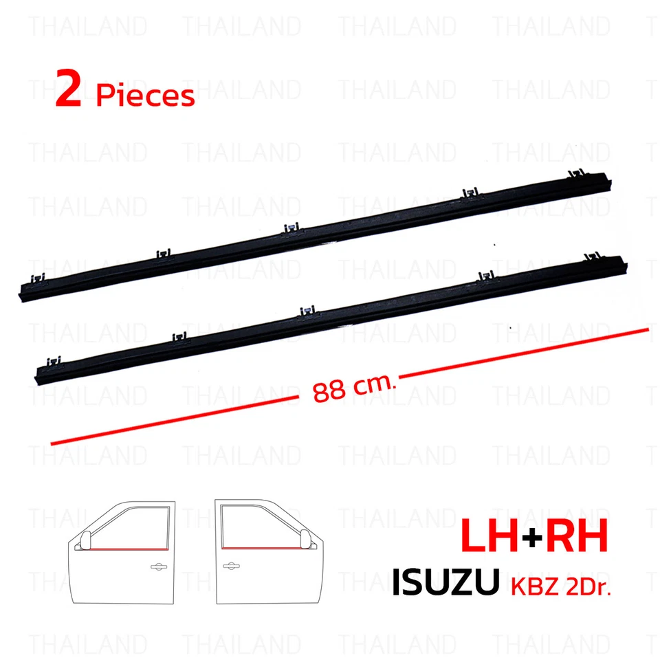 Fits Isuzu KBZ KB LUV 1980 - 88 Pair Outer Front Door Weatherstrip Window Belt - Image 4 of 4