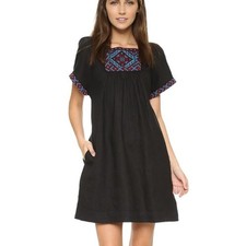 Madewell Embroidered Wanderer Mini Dress Size XXS Linen Boho Festival Colorful