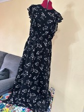 Beautiful Black Floral Mela Love London Maxi Dress BNWT Size 18 High Low