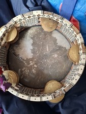 Vintage Wooden Tambourine approx 9 inch