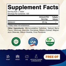 20mg Melatonin Fast Dissolve Tablets 120 Count Made in USA Vitamatic Melatonin