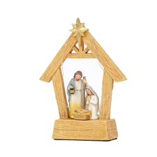 7.3'' Nativity Sets with Lights, Hand Painted Resin Holy Family Statues Mange...