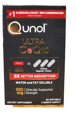 Qunol Ultra CoQ10 100mg Better Absorption Water  60 Count Exp 12/26+  Fresh