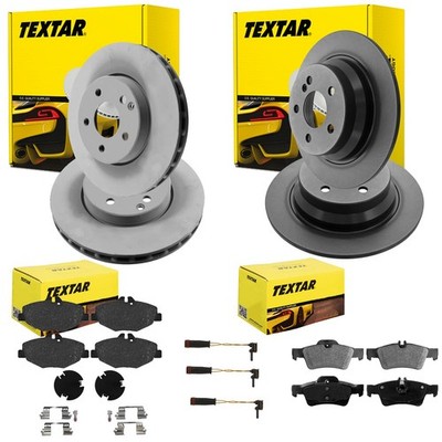 TEXTAR BREMSSCHEIBEN + BELÄGE VORNE + HINTEN passend für MERCEDES E-KLASSE W211 