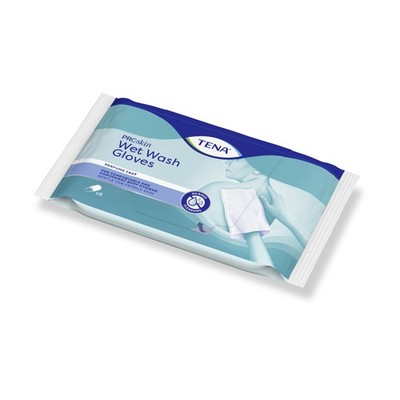 TENA Wet Wash Glove feuchter Einweg-Waschhandschuh milder Duft Körperreinigung