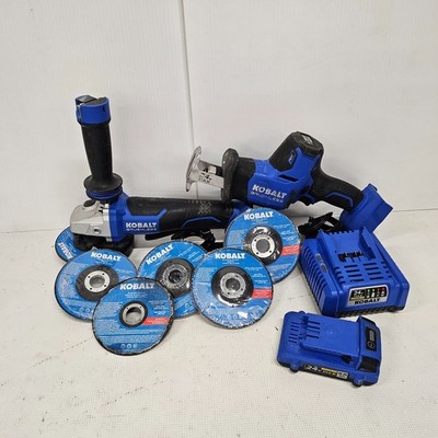 Kobalt Tools Kit Grinder 6 Discs Reciprocating Saw Charger & Battery 20v