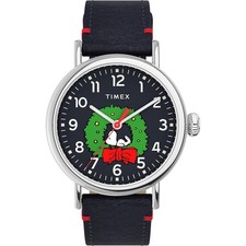 Timex Men's Watch Standard Peanuts Snoopy Blue Leather Strap Quartz TW2U86300VQ