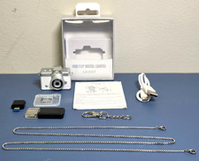 LK-027 Mini Flip Digital Camera Retro Keychain Camera 720P Selfie Screen Silver