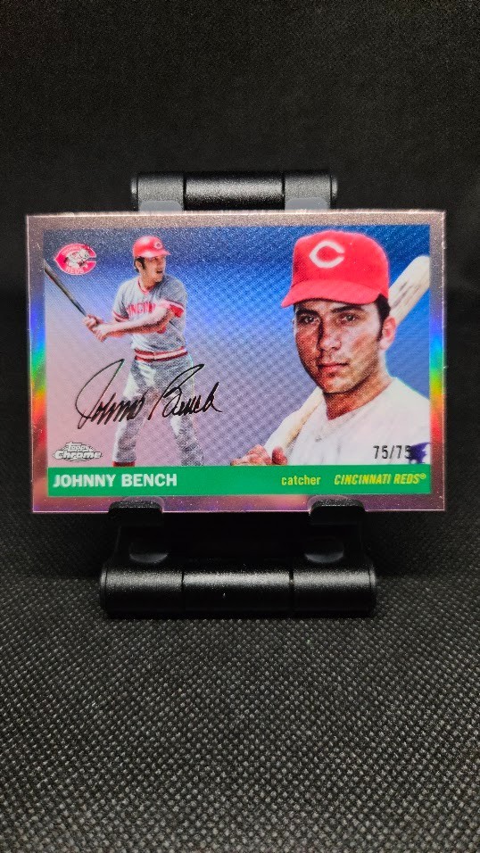 Topps 2025 Chrome Platinum Anniversary Johnny Bench #454 Reds Serial #/75 B4